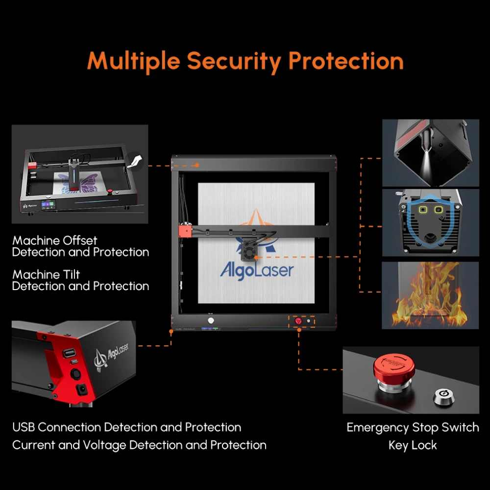 AlgoLaser 40W Laser Engraver with Air Pump 40W Laser Cutter for Wood Metal Crafting Customized Gift and Batch Produce Business