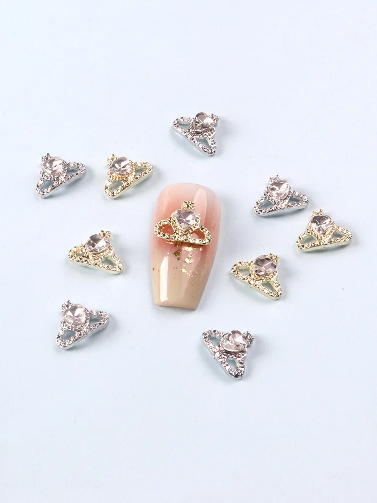 Corona de diamantes de imitación 3D para decoración de uñas, accesorios de lujo para manualidades, 10 piezas