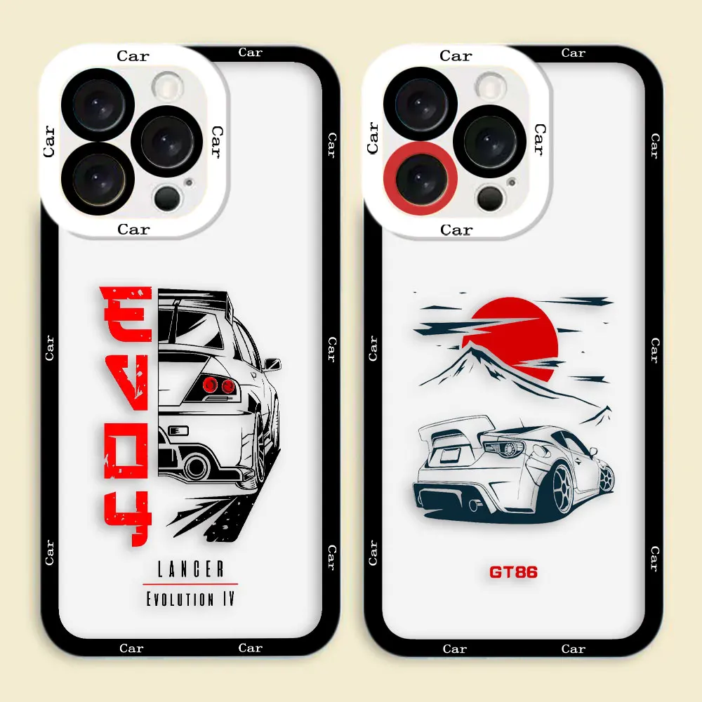 

Sports Cars JDM Drift Racing Cover Clear Phone Case For iPhone Apple 16E 16 15 14 12 13 11 Pro 8 7 SE Plus X XR XS Max TPU Case