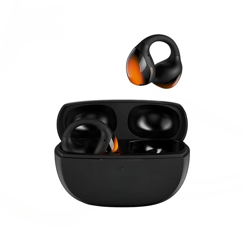 Ear clip type true wireless Bluetooth headset, non-in-ear clip ear type sports running zero feeling wearing orange and black [