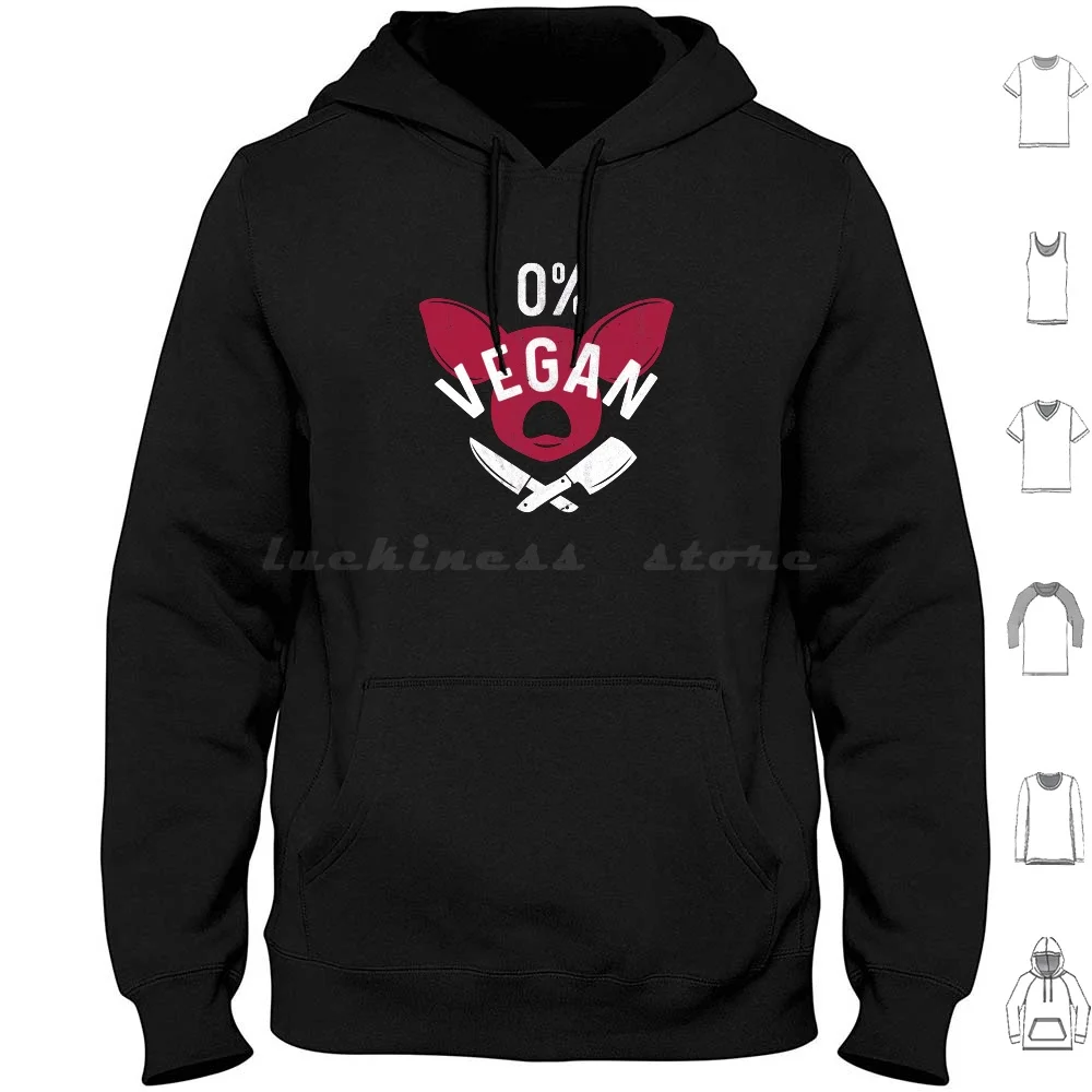 Zero Percent Vegan Funny Bbq Carnivore Meat Eater Gift Hoodies Long Sleeve Zero Percent Vegan 0 Vegan Not Vegan Funny