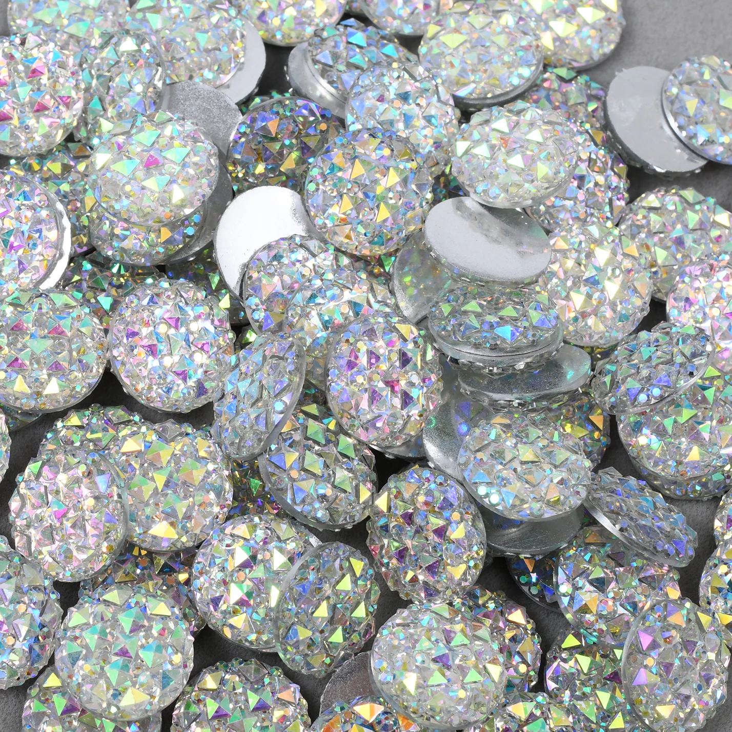 

100 шт./пакет, красочные хрустальные камни AB, круглые стразы из смолы 12 мм, драгоценные камни с плоской задней частью, стразы для DIY