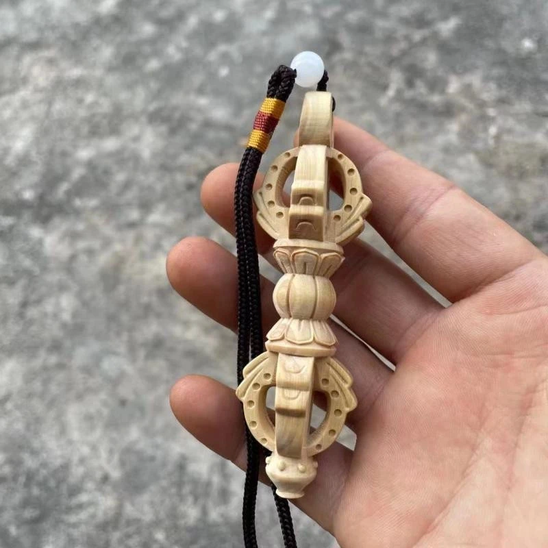 10*3cm Boxwood Sweep Bad Things Buddhist Vajra Auspicious Hand Carving Car/Home/Hand Pieces Hanging Decorate Pendants