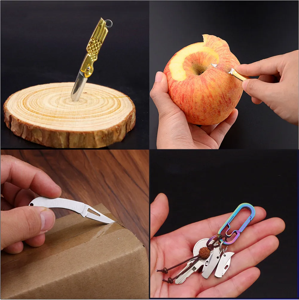 Mini Folding Knife Portable Unboxing Tool Pocket Small Blade Key Chain Small Hanging Outdoor Camping EDC Cutter Gift Pendant