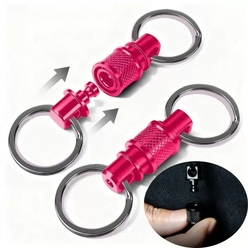 1 Stück Outdoor EDC-Werkzeug, Doppelkopf-Schnellverschluss-Schnalle, Schlüsselanhänger aus Titanlegierung, abnehmbare, tragbare Bergsteiger-Schnalle – Detail 4