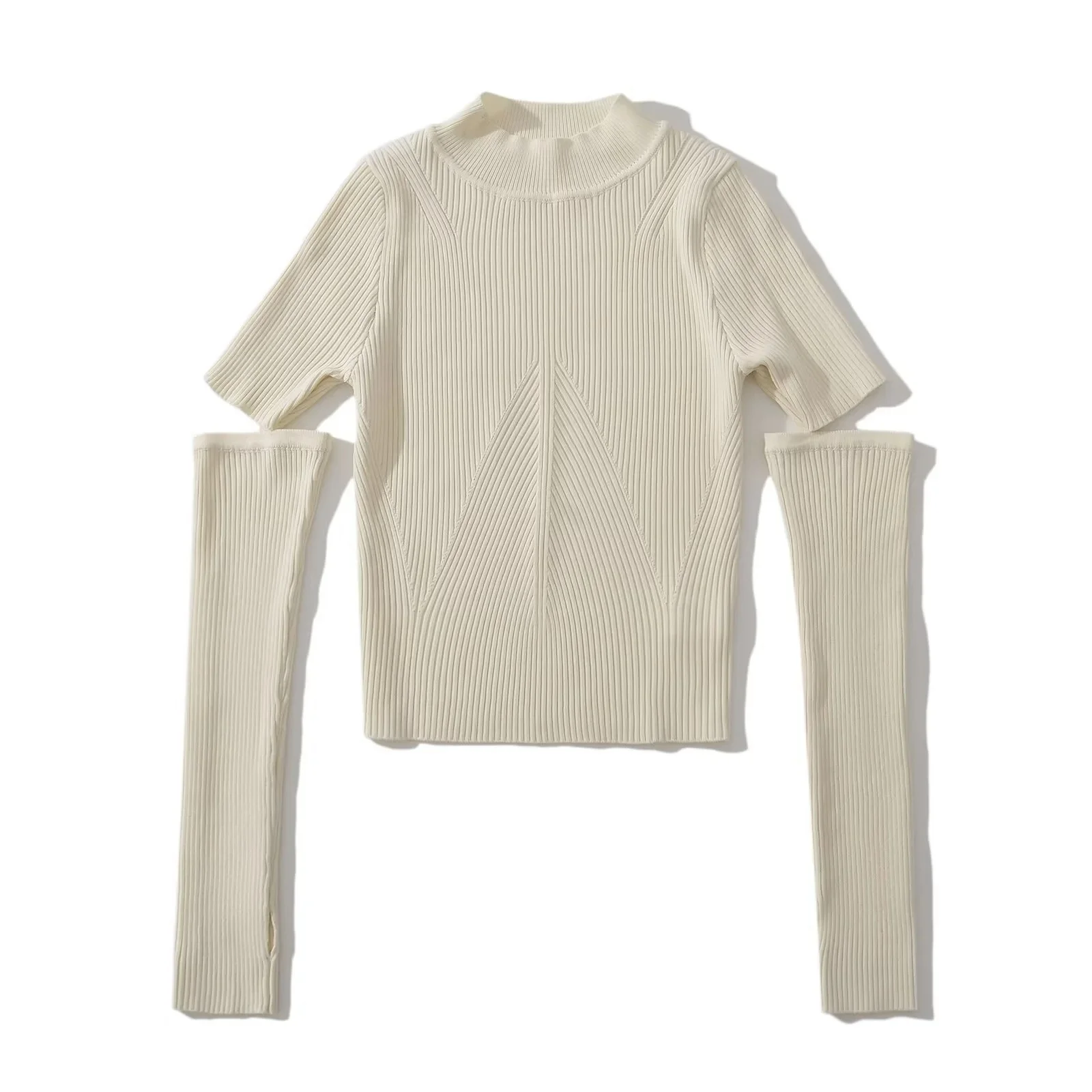 

Вязаный свитер со съемными рукавами, женский длинный топ, весенний лоскутный свитер с оборками, милый романтический свитер принцессы, женский многослойный вид