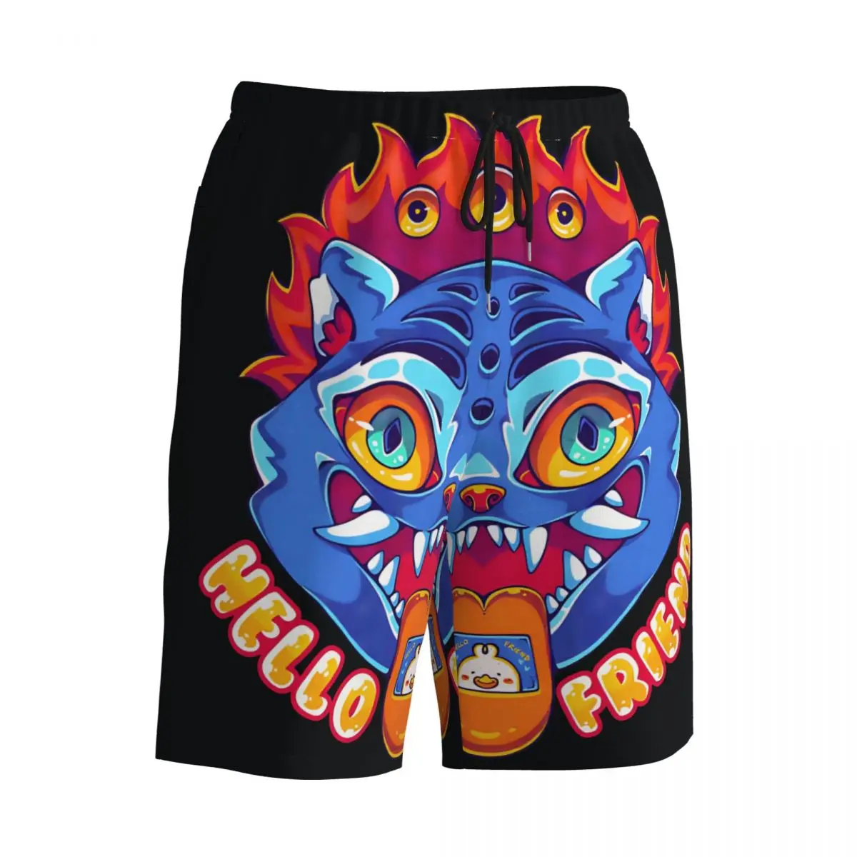 Summer Board Shorts Men Huntrix-Hello Friends Team Kpop Movie Running Surf Board Short Pants Casual Swimming Trunks Large Size
