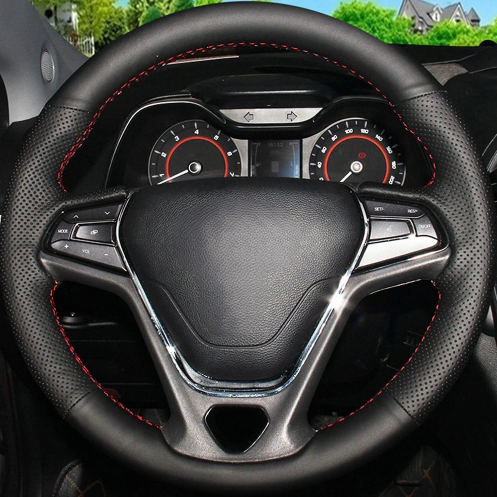 DIY Black Artificial Leather Car Steering Wheel Cover For Chery Arrizo 5 5e 2016-2018 Tiggo 3X 3xe 2016-2018 eQ1 2017 2018