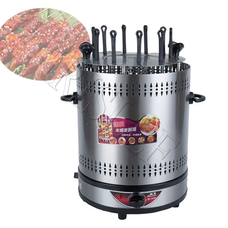 Electric BBQ Grill 6/8/10 Sticks Automatic Revolving Vertical Grill Timing Barbecue Tools Smokeless Mutton BBQ Skewers Machine