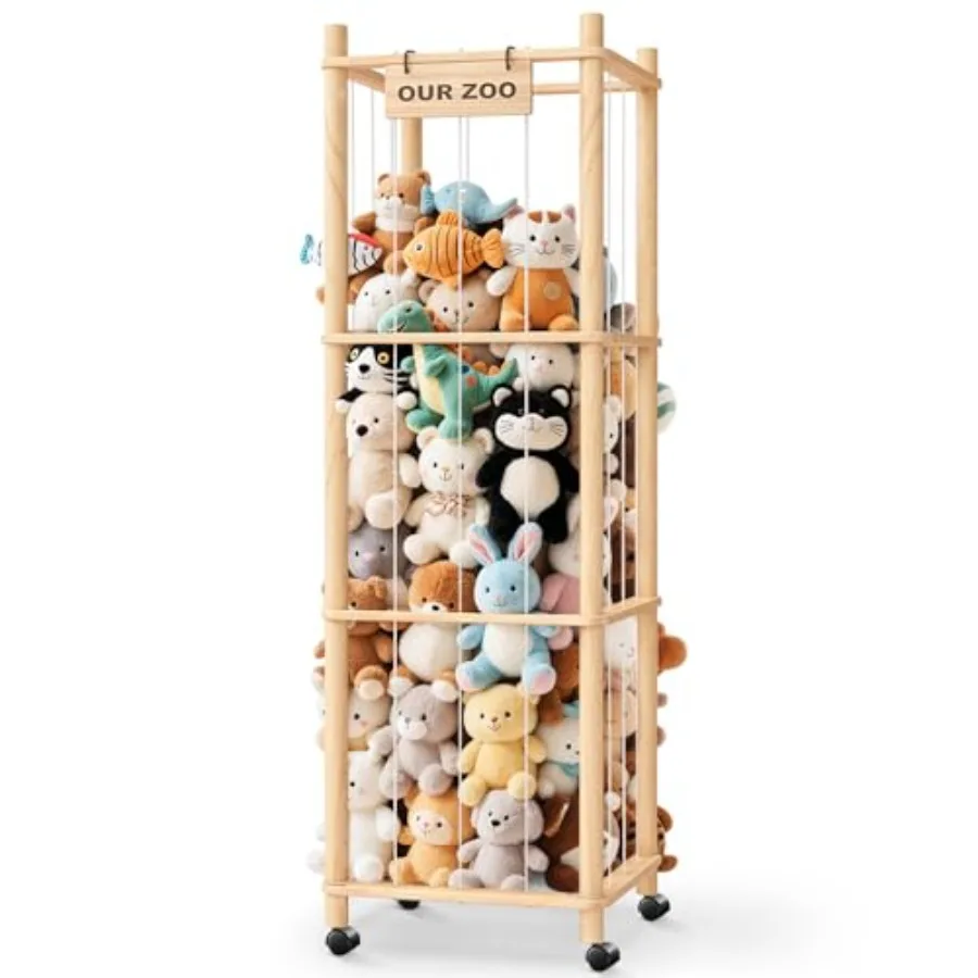 Stuffed Animal Zoo Organizer with Wheels Extra Large Plush Storage Cage, Stuffed Animal Holder and Stuffed Animal Storage for'B