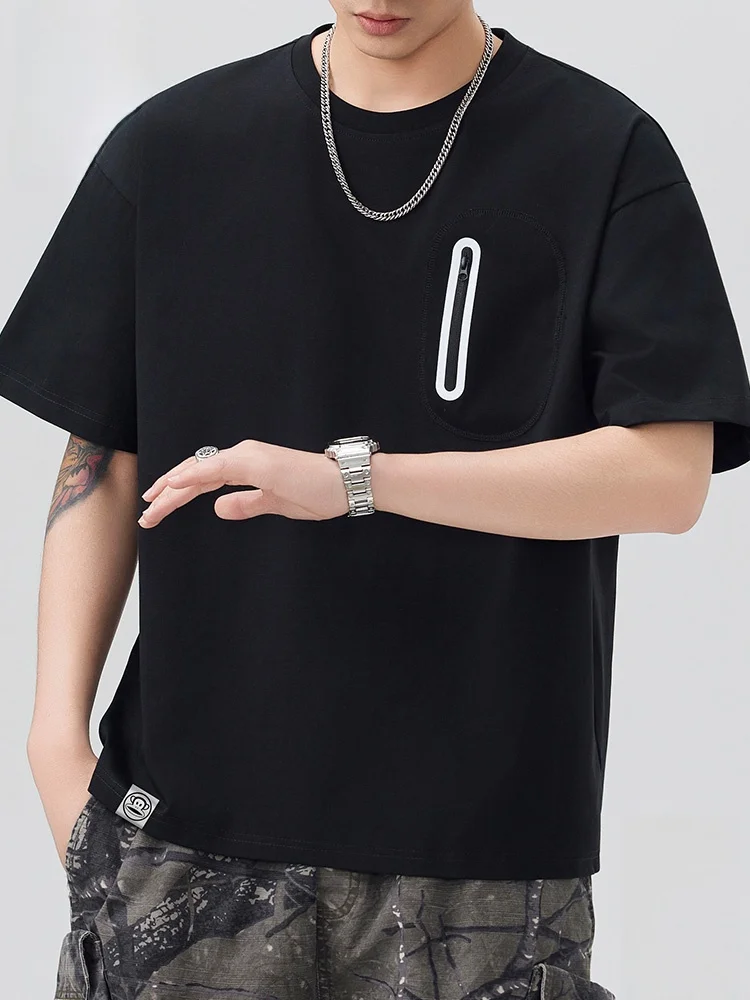 

Мужская повседневная свободная футболка Monkey Zipper с коротким рукавом, летняя новинка, удобная, дышащая, из смесового хлопка и полиэстера