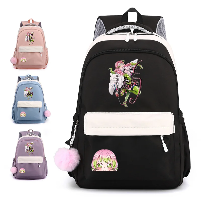 Popular Anime Kanroji Mitsuri Pattern Backpack Teenagers Casual Anime Backpack Cute Kanroji Mitsuri Backpacks