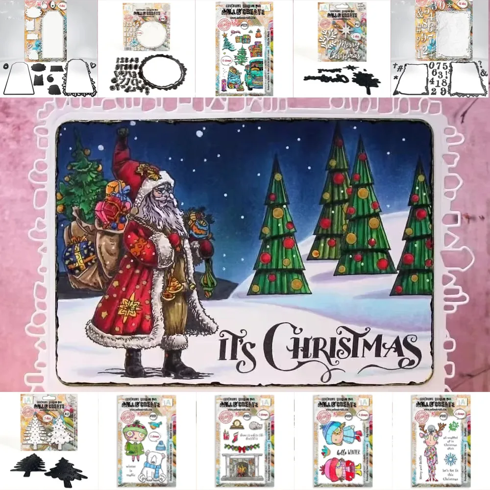 Fireplace Christmas tree Metal Cutting Dies and stamps DIY Scrapbooking Card Stencil Paper Cards Handmade Album Stamp Die Sheets