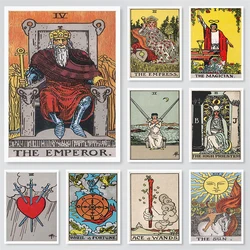 Vintage Tarot Card Wall Art Reproduction Retro Tarot Wall Decoration Canvas Prints Home Room Aesthetic Decoration The Sun Card