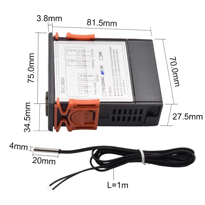 STC-3000 LED Digital Microcomputer Temperature Controller, \'C/\'F Display Thermostat AC220V DC12V Heating Cooling Thermoregulator