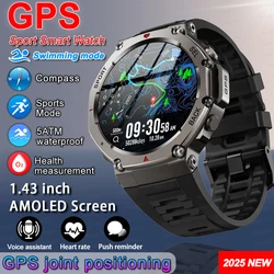 2025New Custom watch face Outdoor Smart Watch Men GPS Sport Fitness Health Compass Swimming Waterproof BT5.3 Call GPS Smartwatch