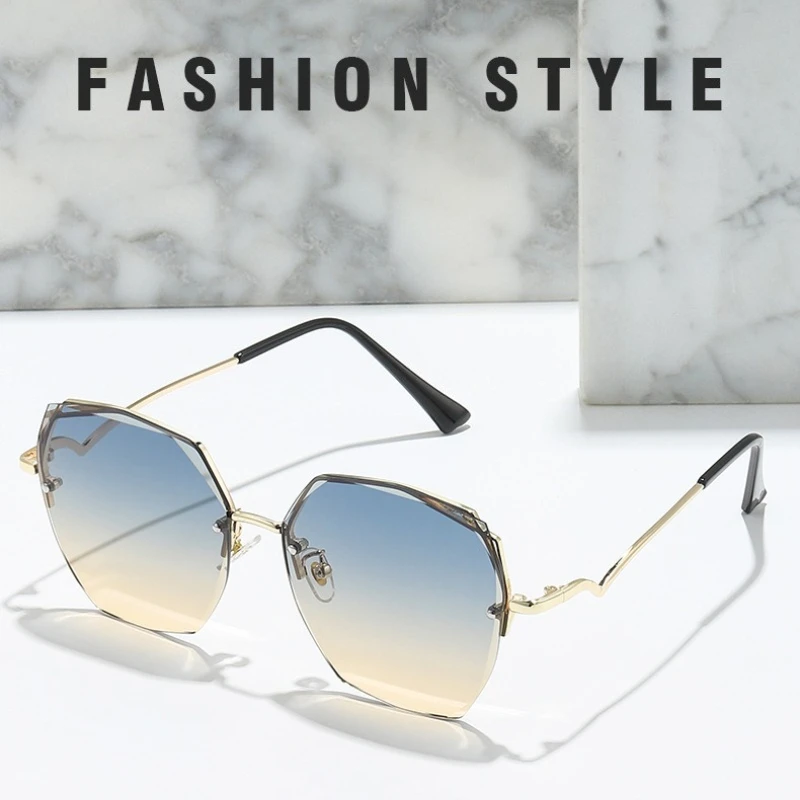 

Vintage Rimless Polygon Sunglasses Women Men Luxury Popular Travel Small Frame Glasses Ladies Driving Eyewear Hiking Sunshades
