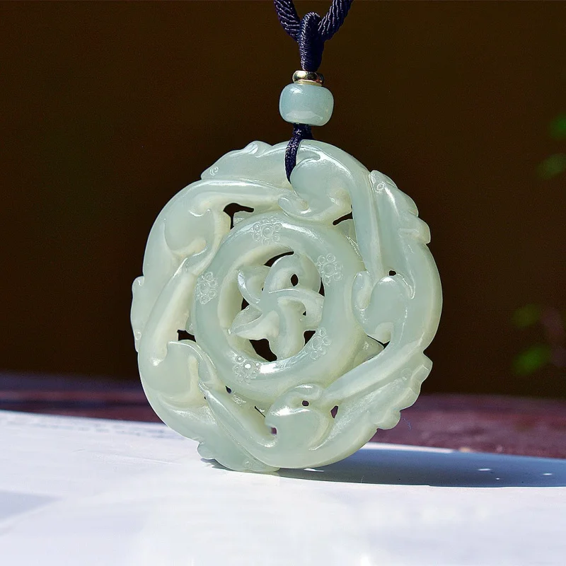 Exquisite Hotan Jade Qinghai Material Five Rats Fortune Pendant, Ethnic Style, Fashionable and Versatile