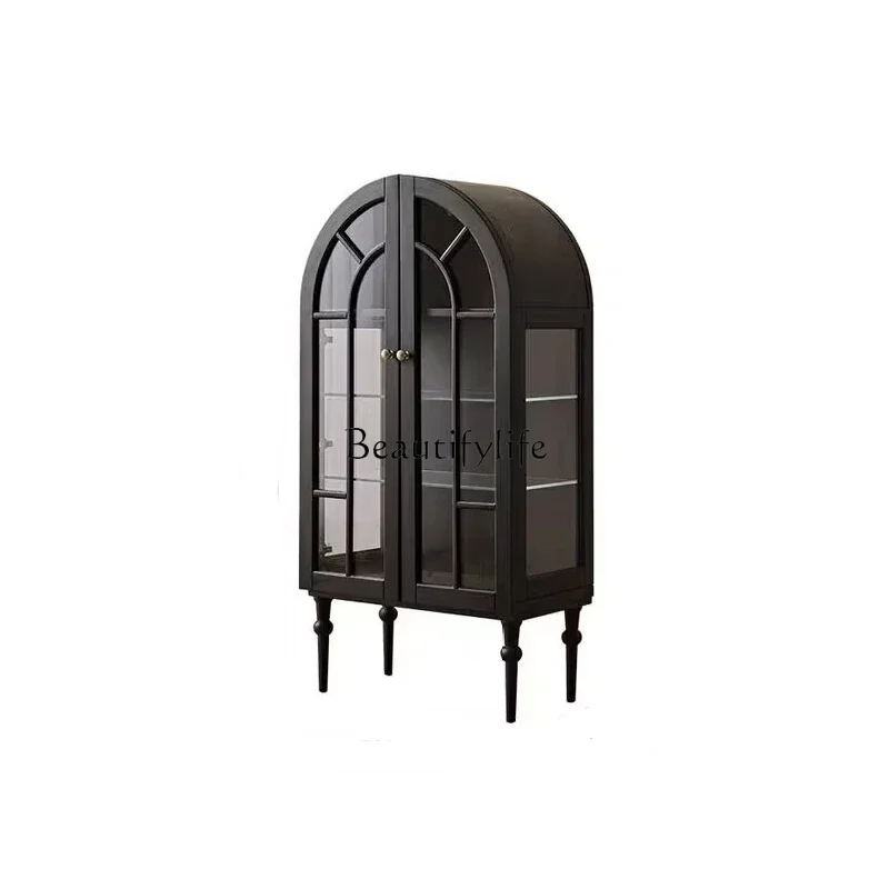 

P13P13Arched glass wine cabinet, living room display against the wall, dining side cabinet integrated against the wall