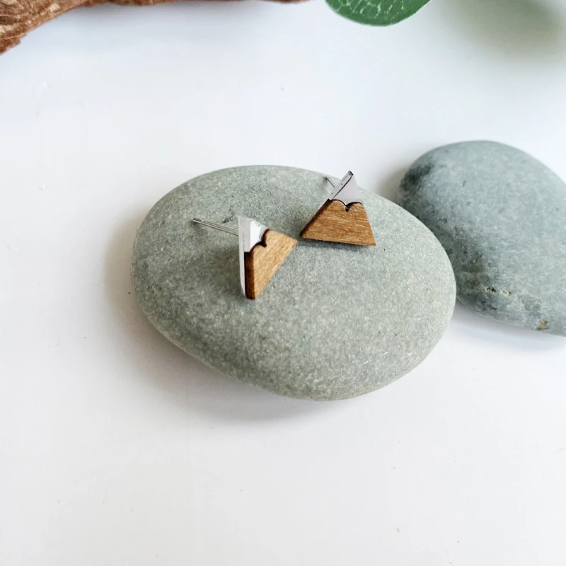 أقراط خشبية على شكل جبل ثلجي دروبشيبينغ مجوهرات طبيعية صديقة للبيئة للنساء مجوهرات أذن عصرية بسيطة