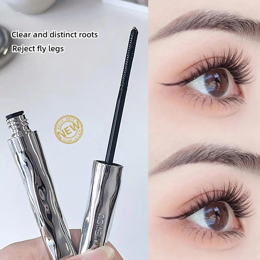 Novo tubo de aço ultrafino rímel à prova dwaterproof água longo curling maquiagem curling extensões de cílios natural curling 4d preto longo v2o0