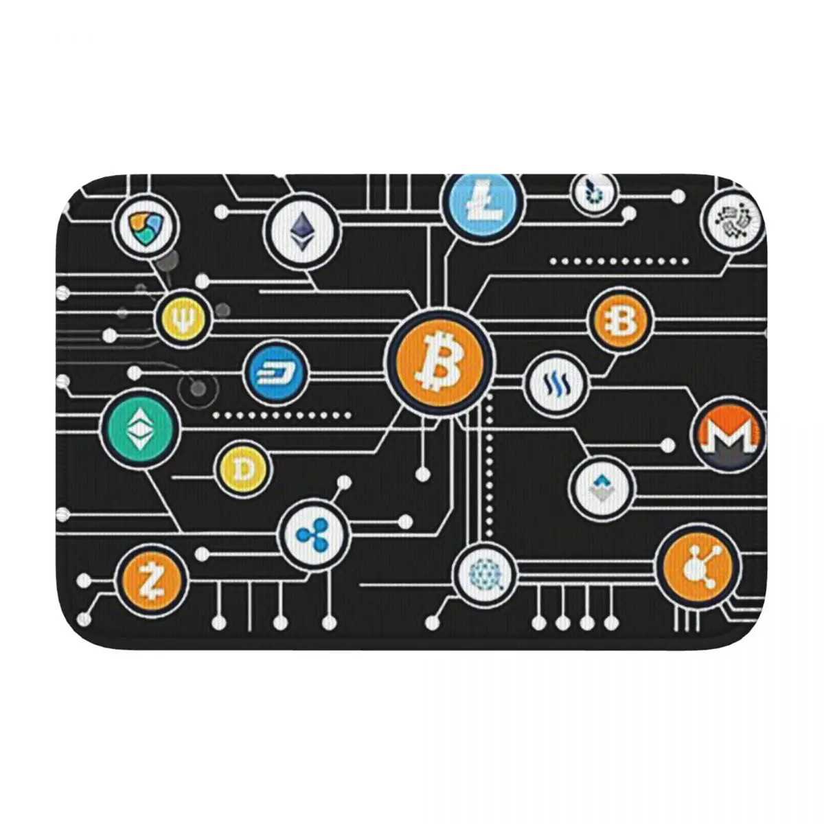 Cryptocurrency Bitcoin Cryptocurrency Altcoin Blockchain Logo Home Floor Mat Anti-slip Carpet Rug for Balcony Footpad Mats