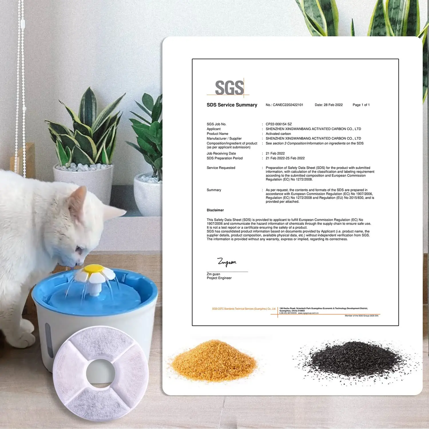 Cat Water Fountain Filter Replacement,Round Carbon Filters Set for 2.4L Top Automatic Pet Fountain Multiple Filtration System