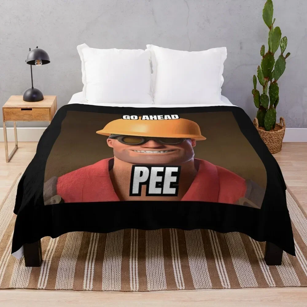 TF2 - Go Ahead Pee Classic . Throw Blanket Picnic Fluffys Large Furry halloween Sofa Quilt Blankets