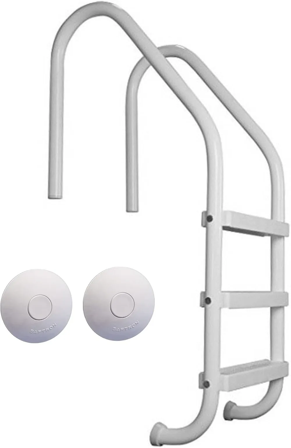 

Polymer Finish Inground Pool Step Ladder with Swimming Pool Ladder and Railing Anchor Socket Winter Cover, Pack of 2, White