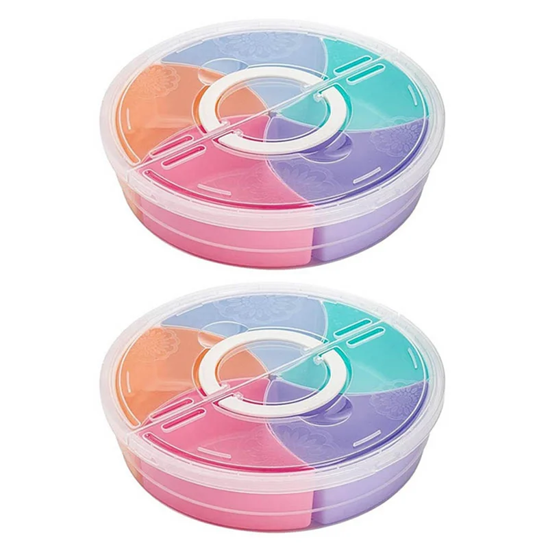 

【Hot Cake】2Pc Multi-Function Food Storage Tray With Lid Food Containers Tray For Nuts And Candy Fruit Snack Plate Serving Platte