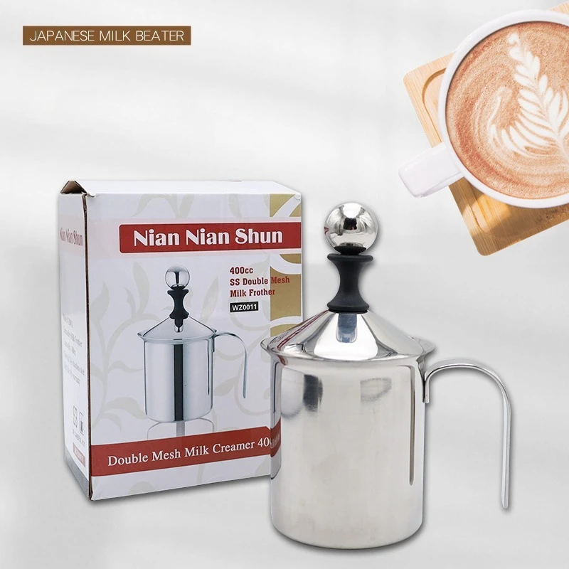 

Japanese Stainless Steel Manual Milk Frother Coffee Cup Milk Foam Beater Pot Home Use Coffee Making Tools Set for Cappuccino