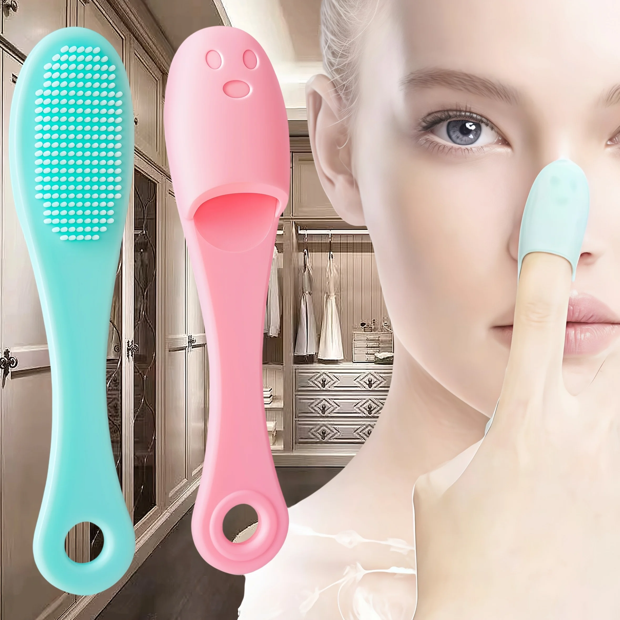 Escova de nariz de silicone limpador de poros faciais portátil cravo dupla face escovas de massagem ferramenta de limpeza de beleza facial esfoliante nasal