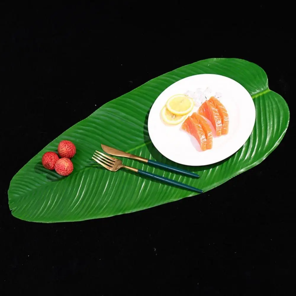 1Pcs Heat Resistant Artificial Banana Leaf Coasters Decor Simulation Table Mats Home Garden Kitchen Placemats view 5