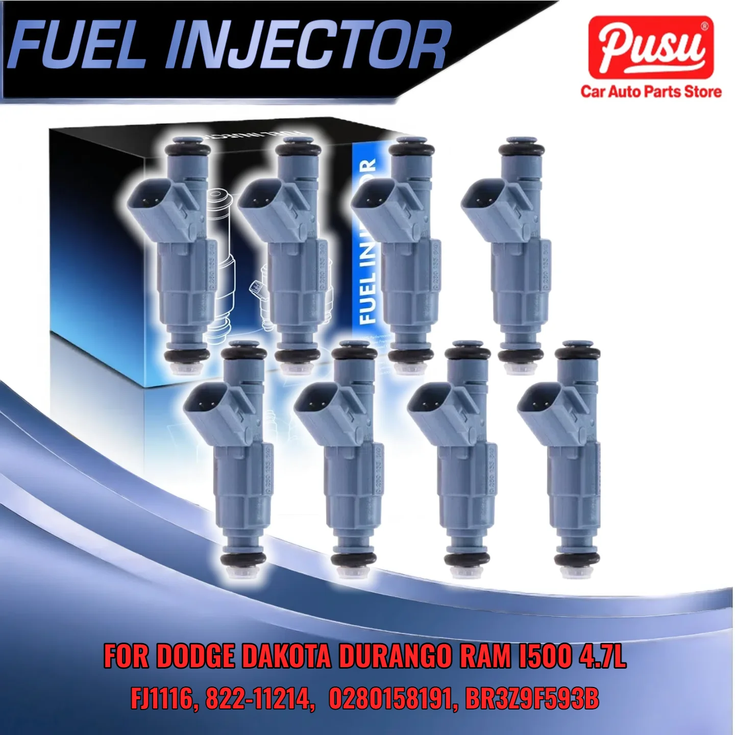 

Set of 8 Fuel Injectors for Jeep Dodge 4.7L V8 0280155849 82211149 Fits Grand Cherokee Ram 1500 2001 2007