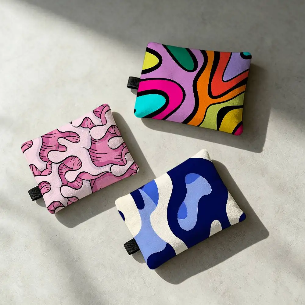 Camouflage Pattern Swirl Waterproof Zippered Coin Purse – Lightweight Hanging Wallet For Coins ID Cards