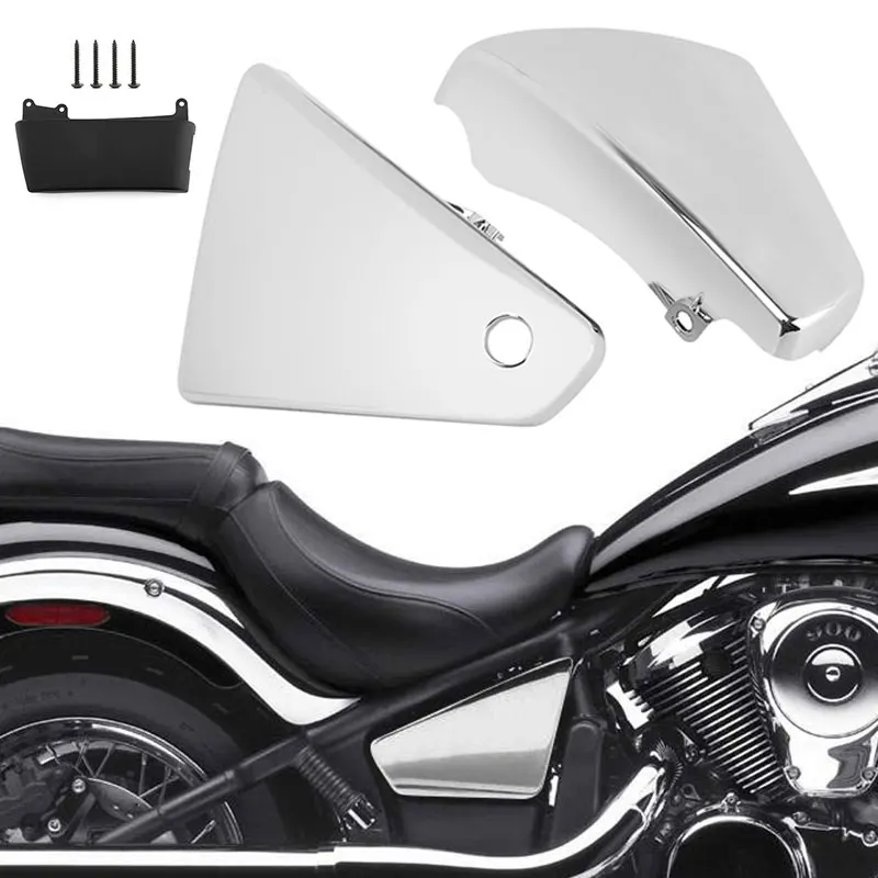 Motocykl chromowana lewa prawa pokrywa boczna baterii Fairing dla Kawasaki Vulcan VN900 Classic Custom 2006-2020