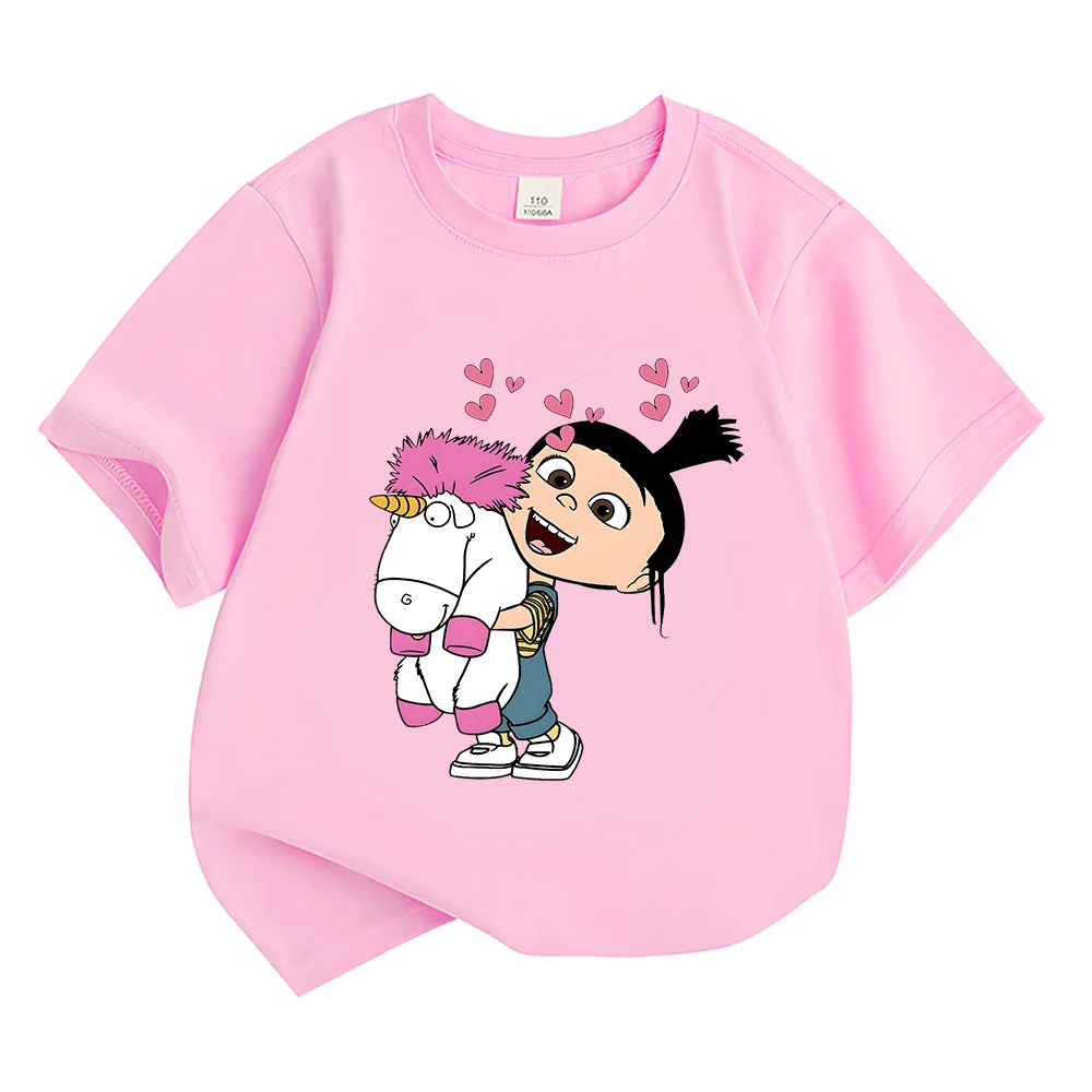 Cartoon Agnes and Unicorn Tshirt Summer T Shirt Kids Harajuku T-shirts for Girls/Boys Short Sleeve Harajuku Loose Gift Clothes