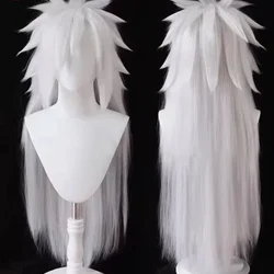 Anime Cosplay Jiraiya Wig Long Silver Grey Heat Resistant Sythentic Hair Halloween Party Cosplay Costume Wigs + Wig Cap