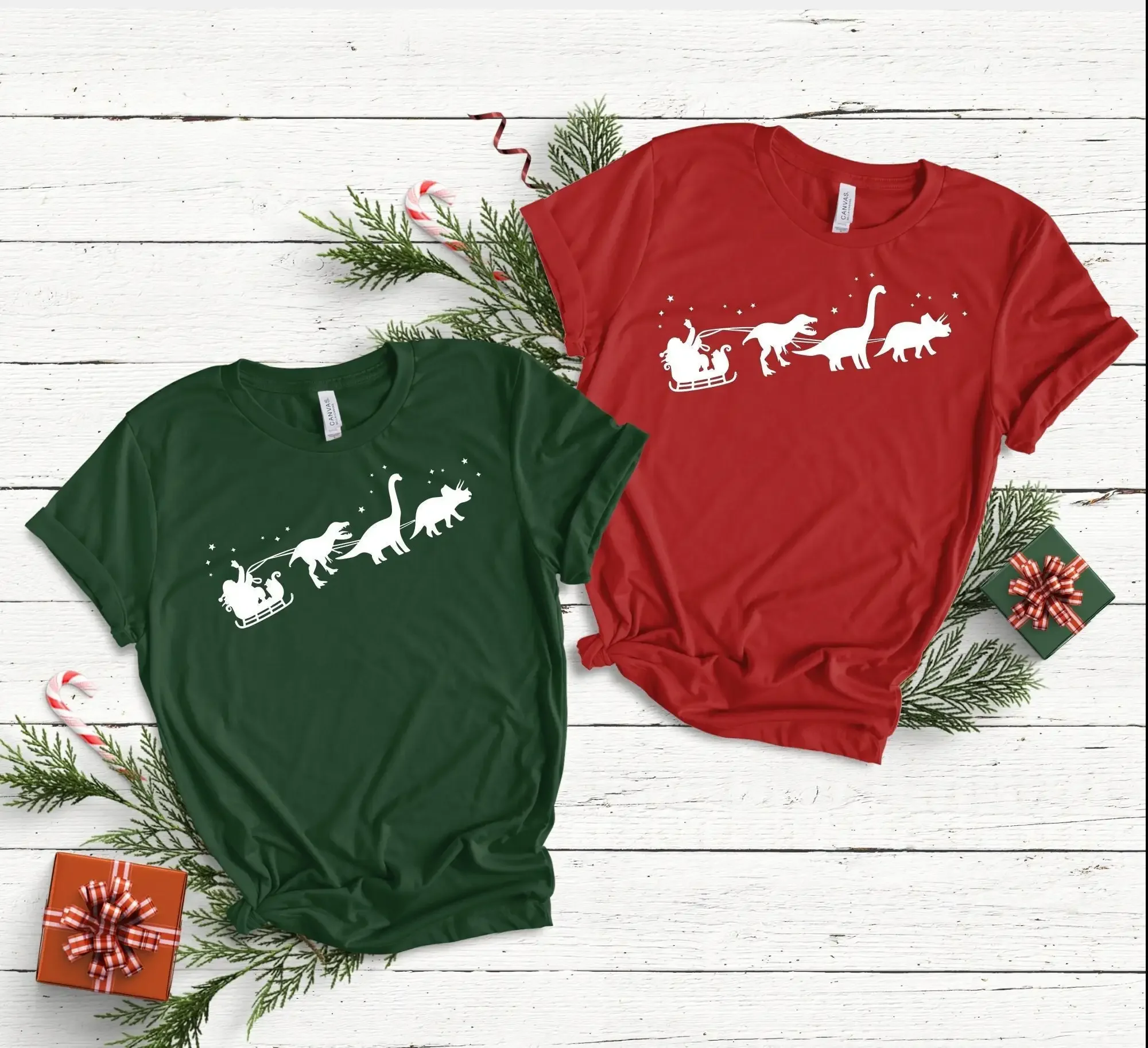 Dinosaur T Shirt Dino Christmas Deer Santa With Birthday