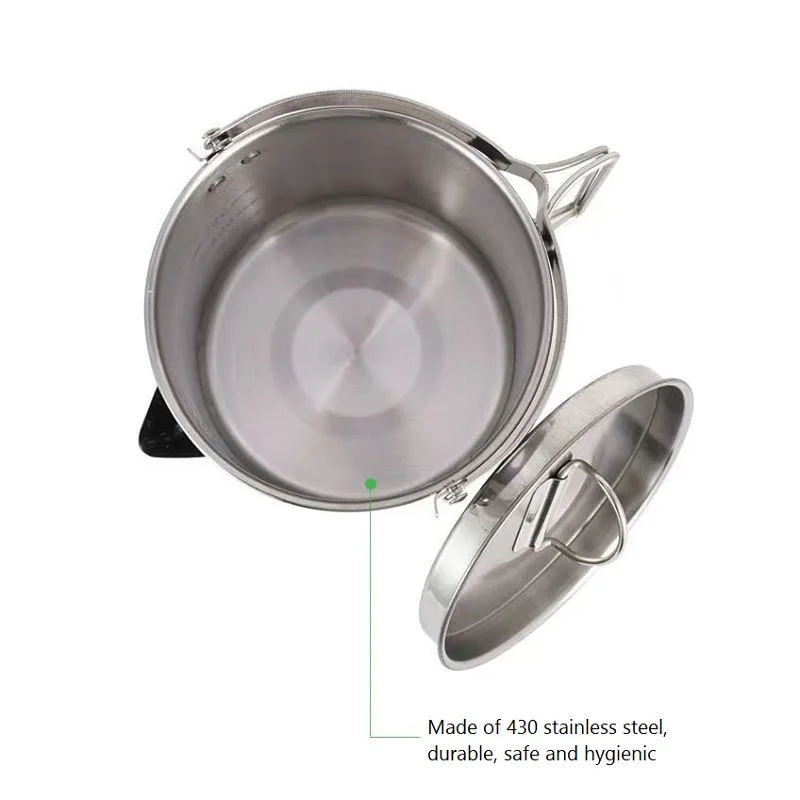 1.2L Stainless Steel Camping Kettle - Portable Water Boiler for Hiking & Mountaineering, Hanging Pot for Outdoor Picnic
