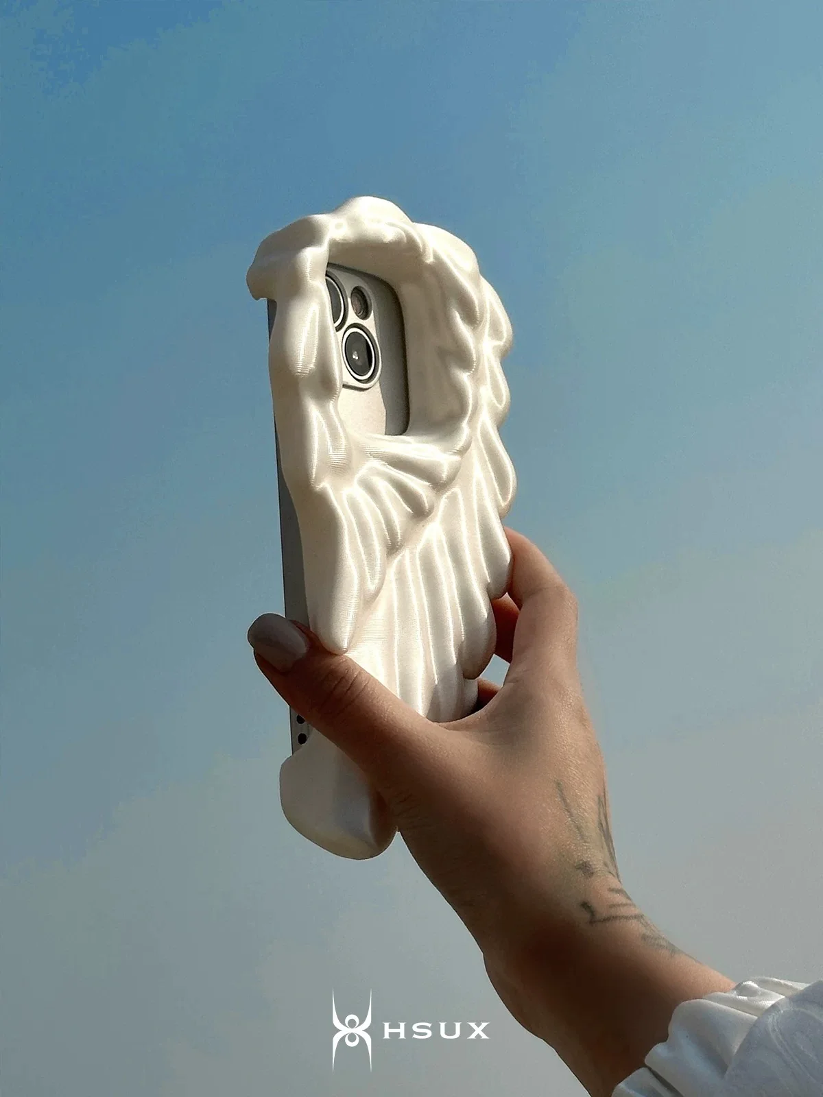Pre-sale model, suitable for iPhone, silk white wing mobile phone case, 3D printing customisation, seven to ten days