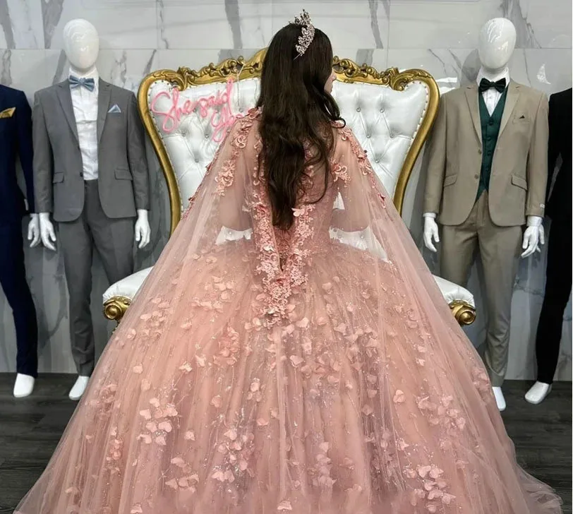 Vestidos de Quinceañera de princesa, vestido de baile, escote Corazón, Floral, brillante, dulce, 16, mexicano, 15 Años