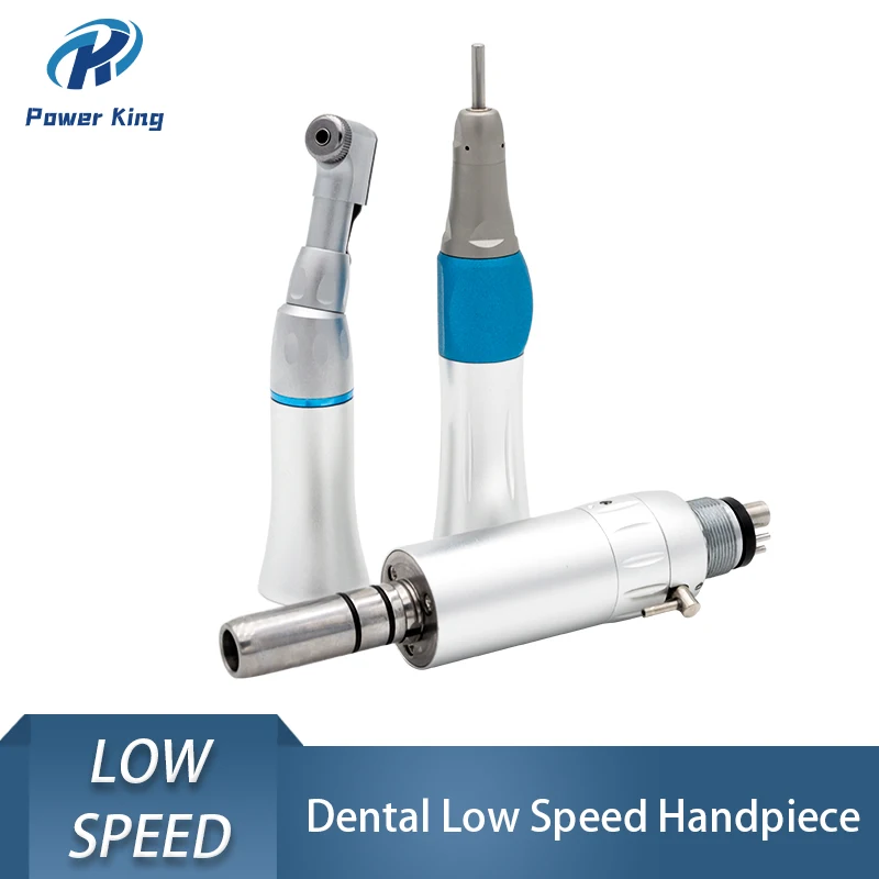 Dental Low Speed Handpiece Kit E-type Latch External Contra Angle Straight Nose Set 4 Holes Air Motor Water Spray ø2.35mm