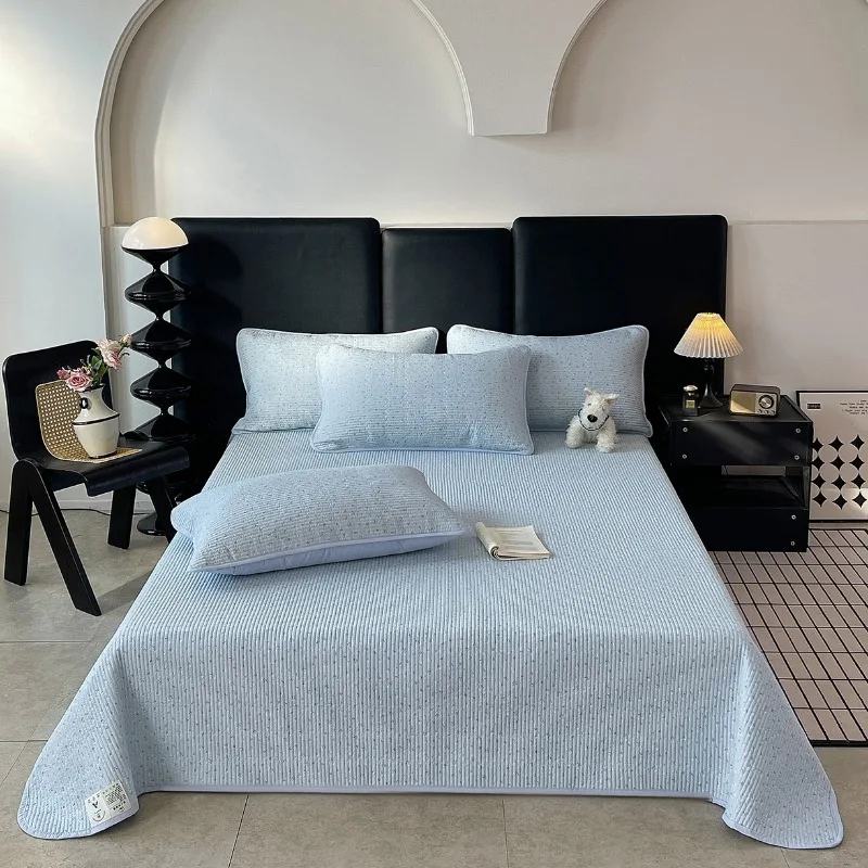 

New solid color washable bed cover single piece thickened padded tatami bed sheet three-piece set universal in all seasons