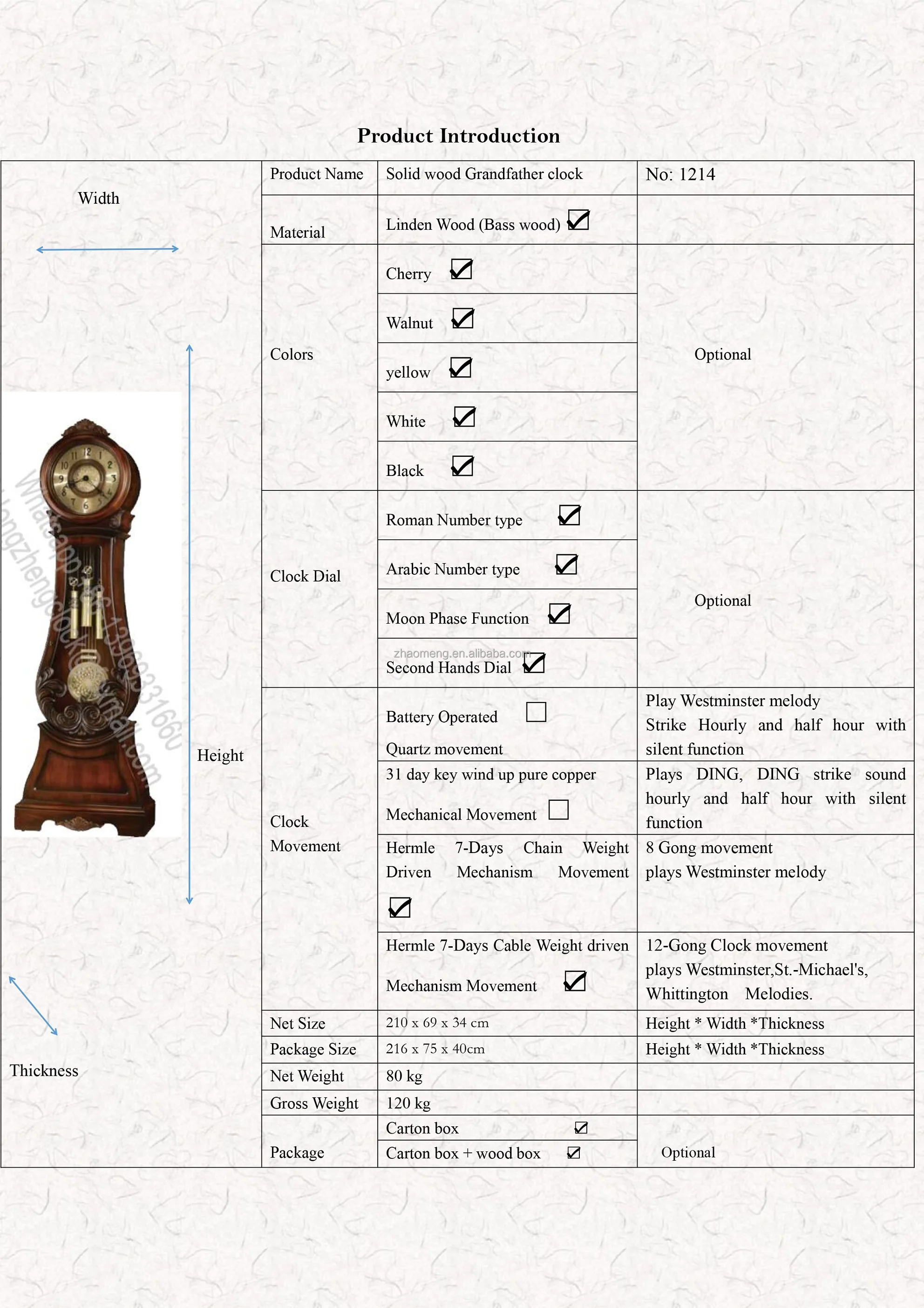 Traditional French Country Wood Pendulum Grandfather Clock 4/4 Chime Hermle German Mechanical Movement Decorative Bonnet Living
