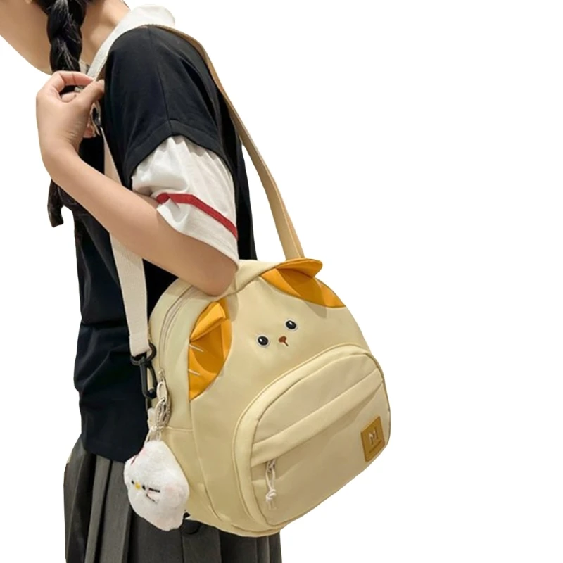 E74B Mochila feminina fofa desenho animado para gatos mochila escolar para estudantes para viagens