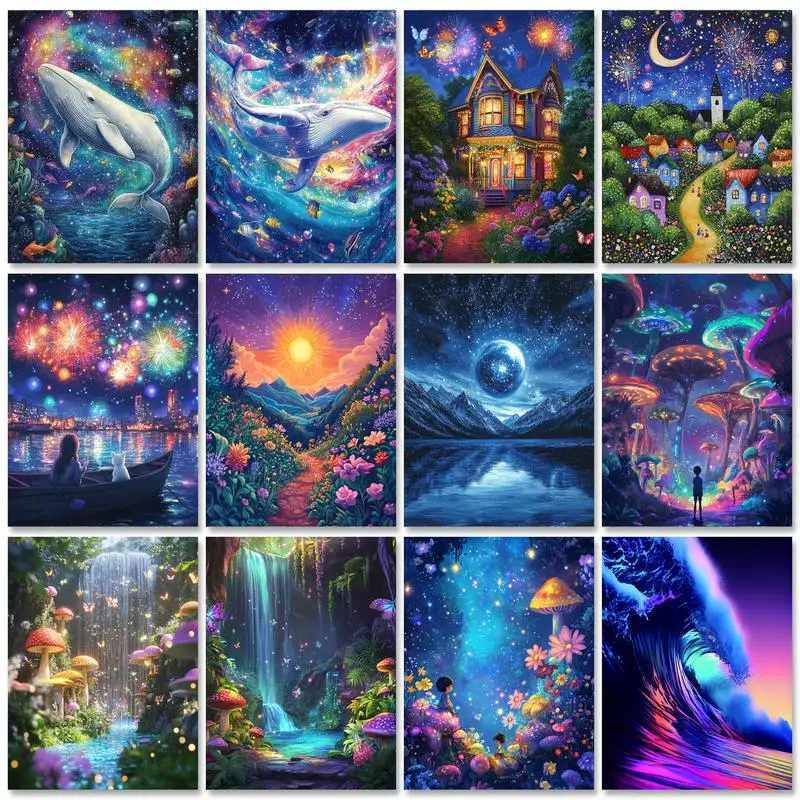

PhotoCustom DIY Diamond Painting 5D Forest Full Square Embroidery Landscape Home Decoration New Arrival Mosaic Handmade Gift