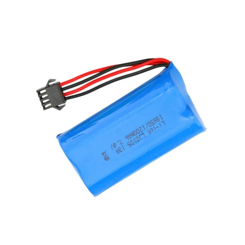 Replacement battery 7.4v 18650 rechargeable lithium battery 1200mAh for remote control cars, off-road vehicles, SM-4P port, 1PCS