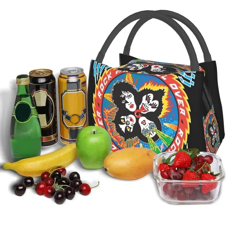 Rock Demon Kiss Band Rock And Roll Insulated Lunch Bag for Camping Travel Leakproof Thermal Cooler Bento Box Women