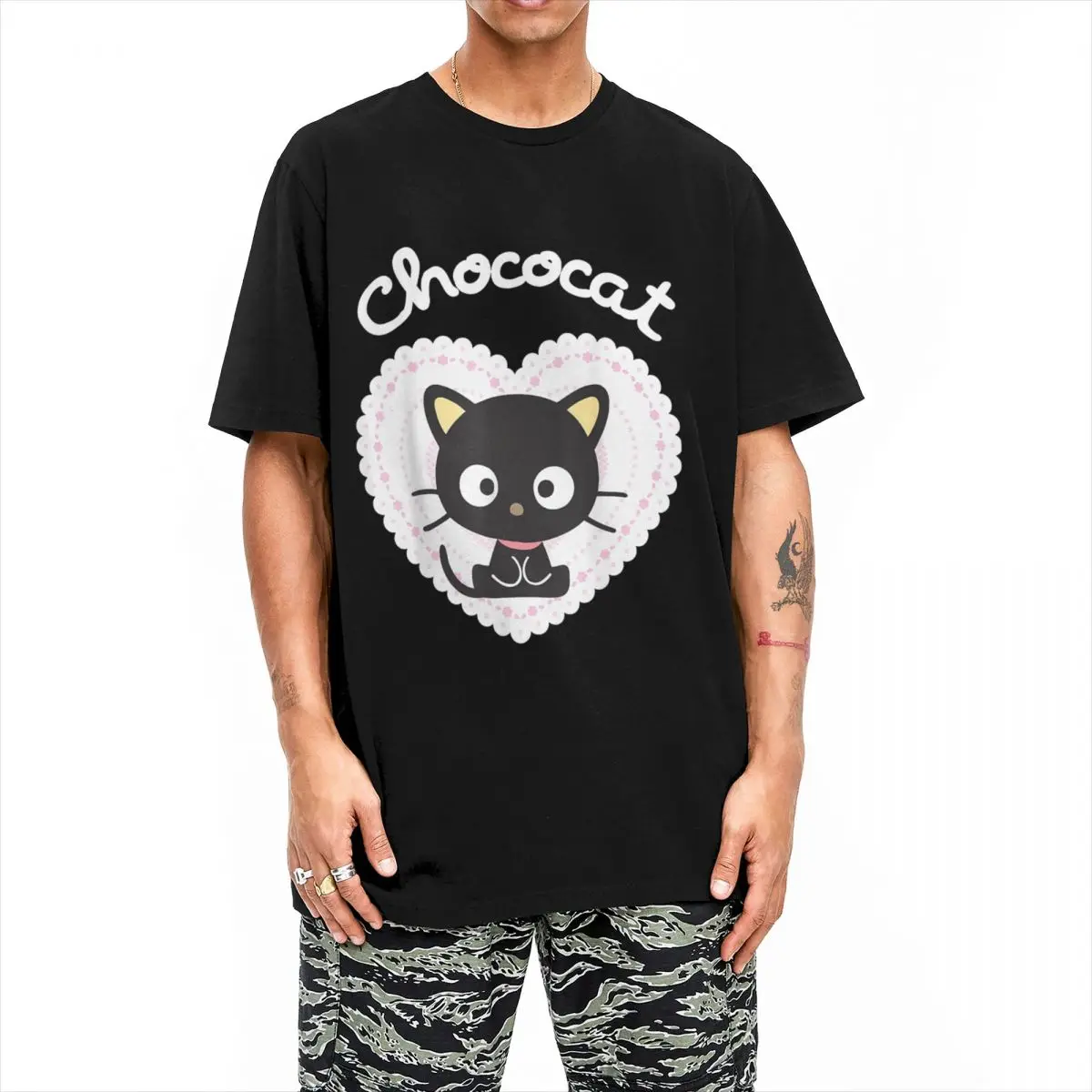 Chococat Sweet Valentine for Men Women T Shirts Cool Tees Short Sleeve O Neck T-Shirts Pure Cotton Party Clothing